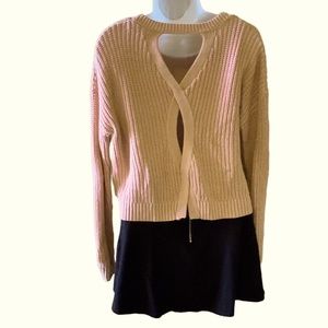 Aeropostale Sweater Peach Cut Out Back Crewneck Ribbed Cropped Knit Size Small
